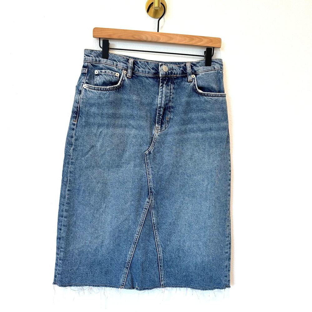 Rails The Highland Denim Midi Skirt with Custom Crochet Flowers Size 29